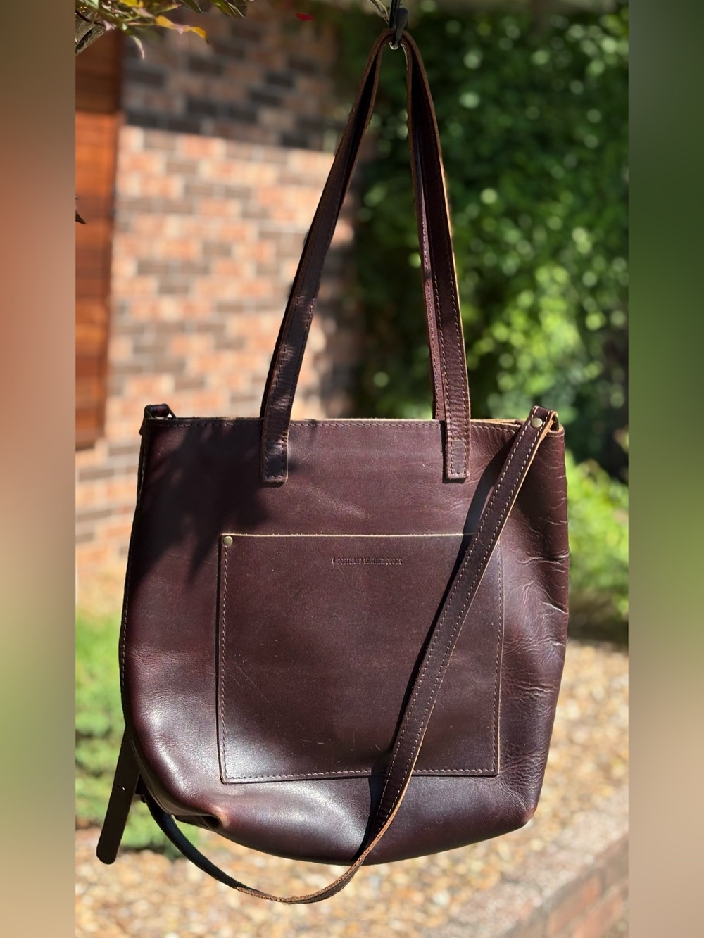 Portland leather goods cross body tote
